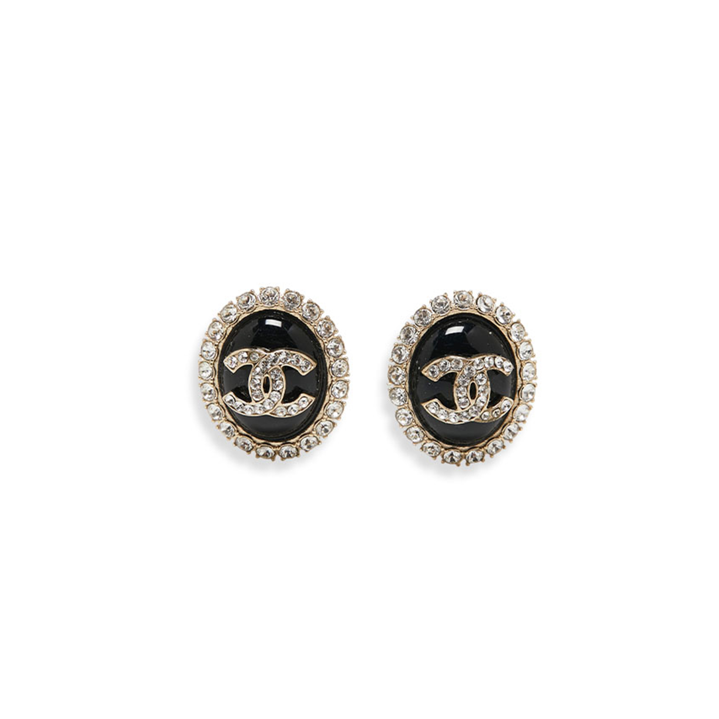 Ch**el cc crystal resin gold tone clip on earrings